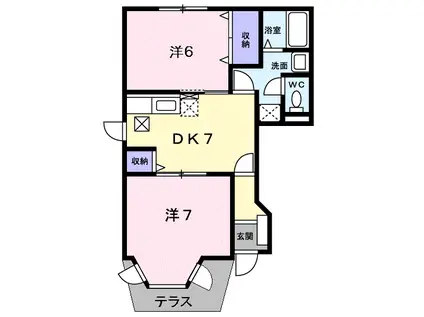 エクセルK1(2DK/1階)の間取り写真