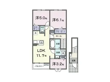 リヴィエール・ピリエII(3LDK/2階)の間取り写真