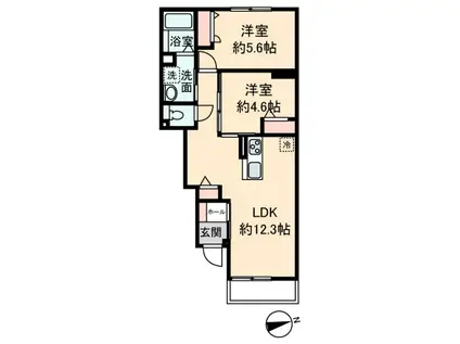 ROSE COURT C(2LDK/1階)の間取り写真