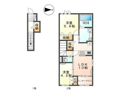 トワ・フィーユII(2LDK/2階)の間取り写真