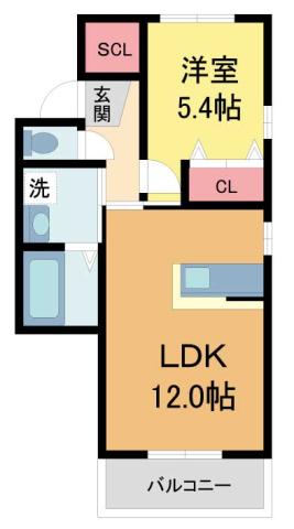 プレシャス小松II(1LDK/1階)の間取り写真