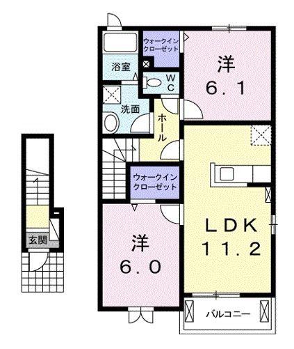 グレイスハーモニーI(2LDK/2階)の間取り写真