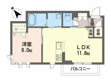 ベレオヴァンベール(1LDK/3階)の間取り写真
