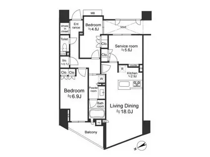 THE CONOE 代官山(2SLDK/9階)の間取り写真