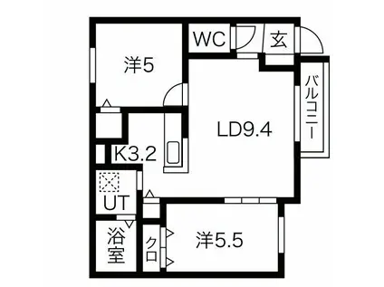 ENCORE北27条(2LDK/2階)の間取り写真