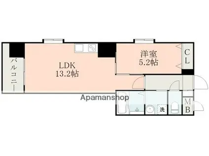 SEA FLAT(1LDK/8階)の間取り写真