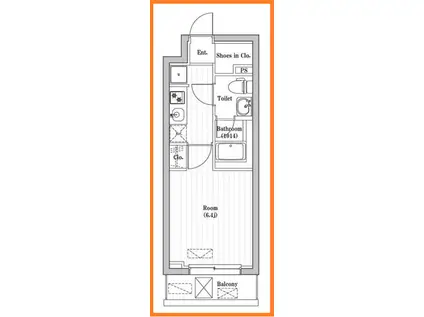 アーバンパーク登戸(1K/2階)の間取り写真
