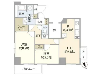 相模原第2ダイヤモンドマンション(2LDK/3階)の間取り写真