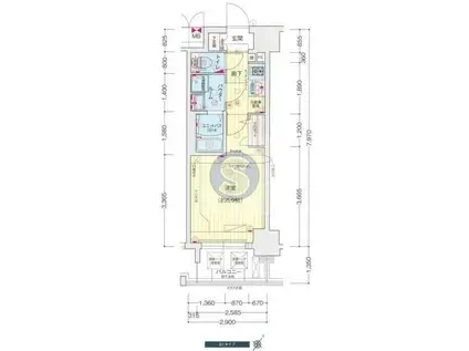 ララプレイス大阪福島ミラ(1K/5階)の間取り写真