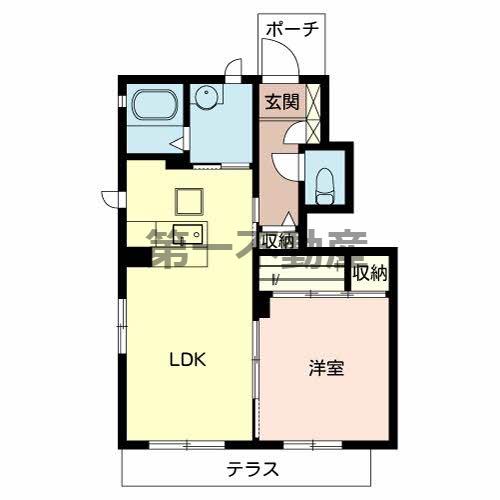 MAST COURT下滝野(1LDK/1階)の間取り写真
