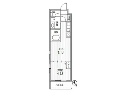 ALIVIS本八幡(1LDK/4階)の間取り写真