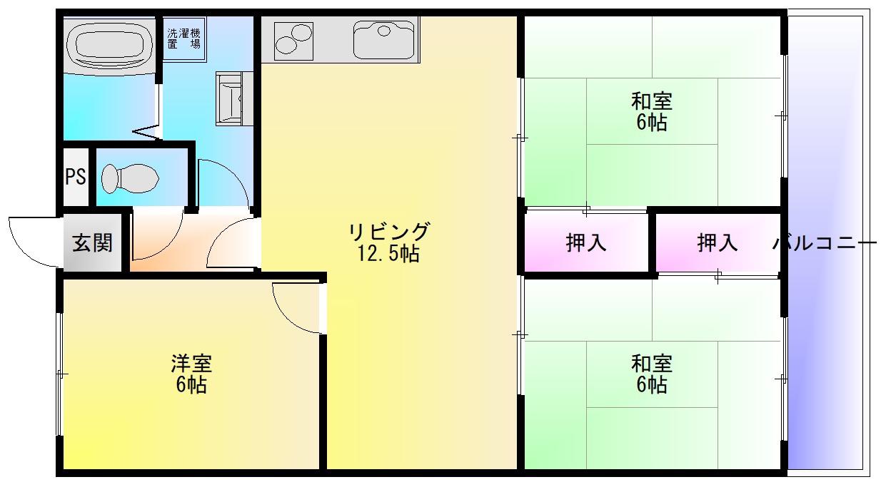 ルネ・アルマーニ(3LDK/2階)の間取り写真