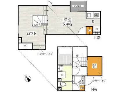 CB北柏マークス(1K/1階)の間取り写真