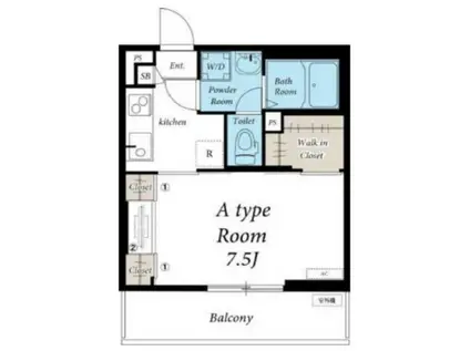 リブリ・宮II(1K/2階)の間取り写真