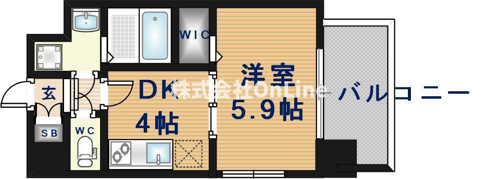 レジュールアッシュ緑橋駅前(1DK/11階)の間取り写真
