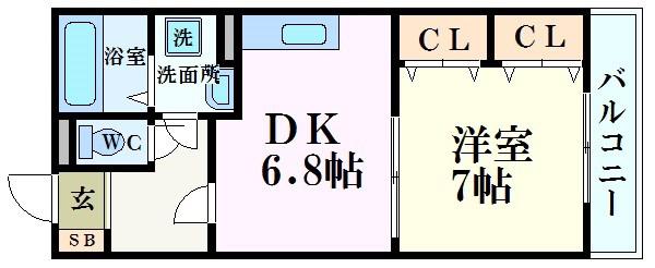エステート英賀(1DK/3階)の間取り写真