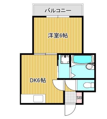 リバティ溝口(1DK/2階)の間取り写真