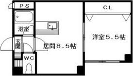 ルナハイツ南8条(1DK/2階)の間取り写真