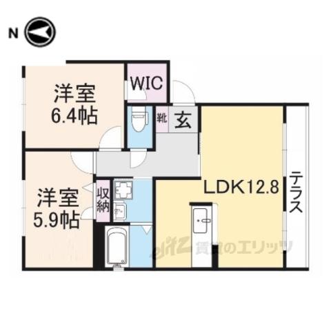 フルール櫟本B(2LDK/2階)の間取り写真