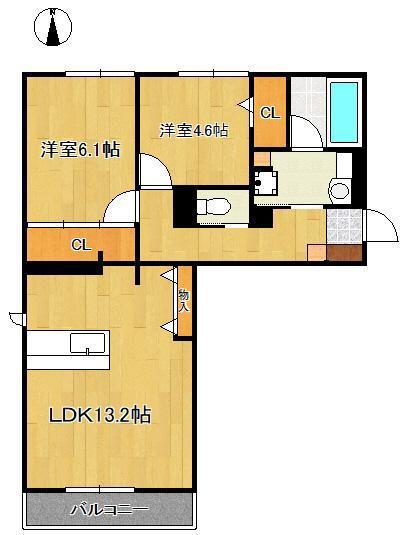 BELLE FLEURII(2LDK/2階)の間取り写真