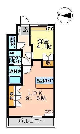 レインボウヒルズ(1LDK/1階)の間取り写真