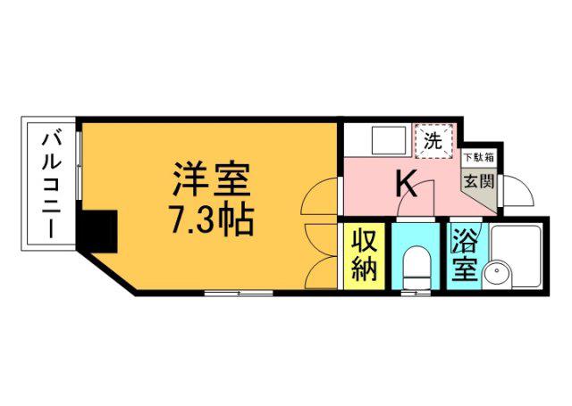 スリーゼ白島(1K/3階)の間取り写真