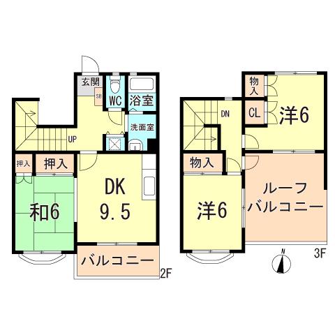 アグロス(3DK/2階)の間取り写真
