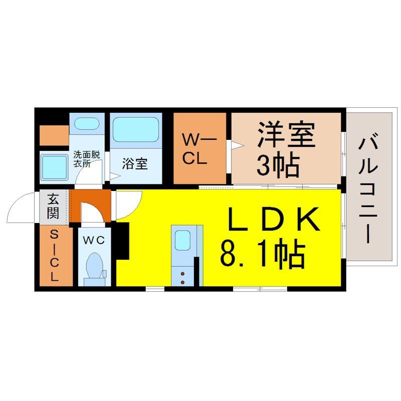 デュオフラッツ栄(1LDK/13階)の間取り写真