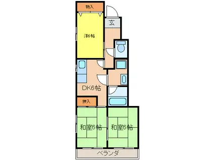 リーベル文の里(3DK/4階)の間取り写真