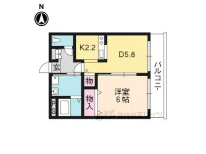 ヴィラージュはんのきばら(1LDK/2階)の間取り写真