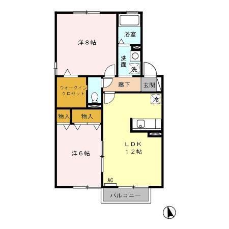 GREEN HILLS A(2LDK/2階)の間取り写真
