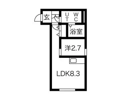 メリディアン高松(1LDK/3階)の間取り写真