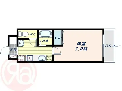 フィレンツェなんば南(1K/6階)の間取り写真