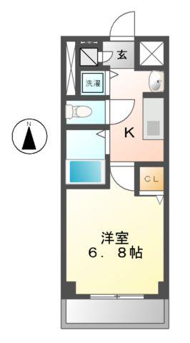 ライジングコート名古屋駅前東(1K/3階)の間取り写真