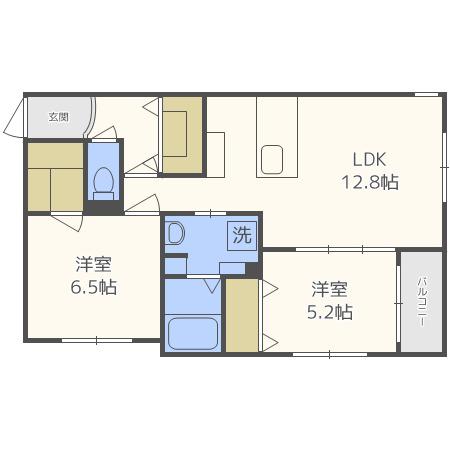 COMSAP 24 GRAND STAGE(2LDK/1階)の間取り写真