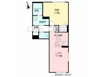 CASA HOTEI(1LDK/1階)の間取り写真