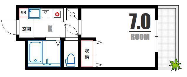 TWO ONEビル(1K/3階)の間取り写真