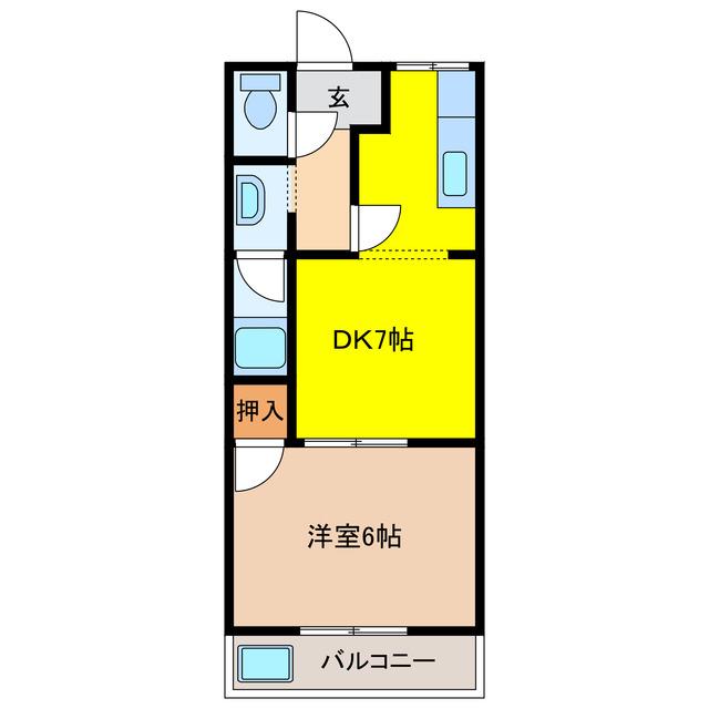 レジデンス大島(1DK/2階)の間取り写真