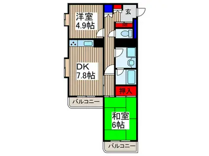 ファラオイン浦和(2DK/5階)の間取り写真
