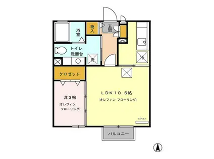 サンパティーク上田原 A/B(1LDK/1階)の間取り写真