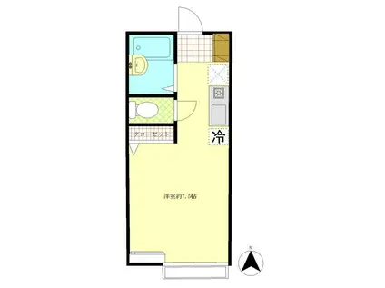 クライス(ワンルーム/2階)の間取り写真