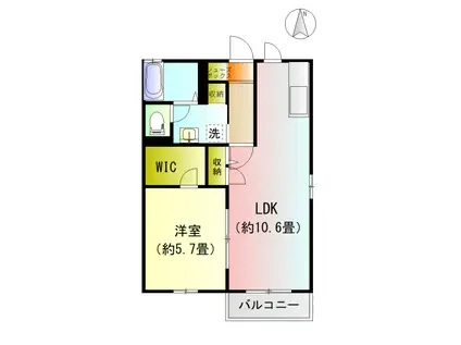 ラ・プランドール(1LDK/1階)の間取り写真