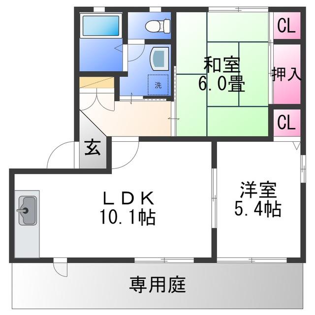 グリーンルーフ塩屋(2LDK/2階)の間取り写真