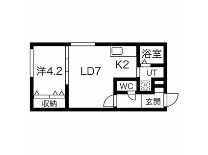 グラシアス山鼻(1LDK/2階)の間取り写真
