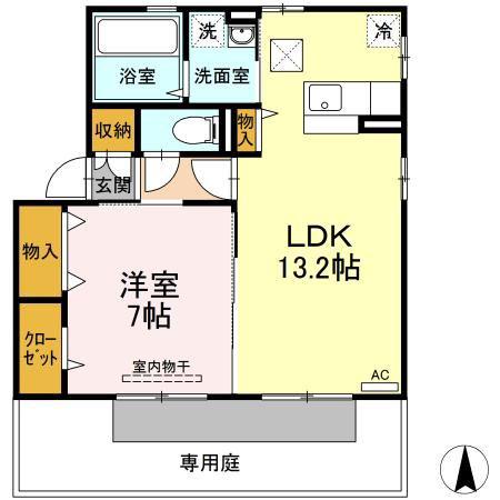 グラン・ノーブル D棟(1LDK/1階)の間取り写真