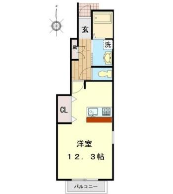 フォーリスト清水(1K/1階)の間取り写真