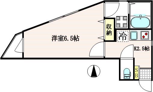 ボルヴェール府中本町(1K/3階)の間取り写真