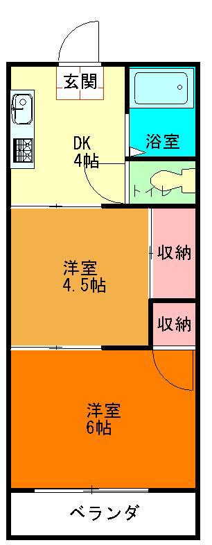 八幡山いずみハイツ(2DK/1階)の間取り写真
