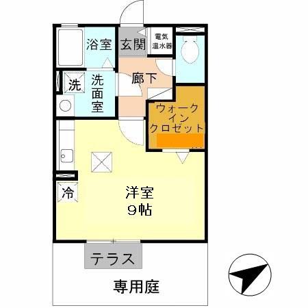 レセンテ東新町(ワンルーム/1階)の間取り写真