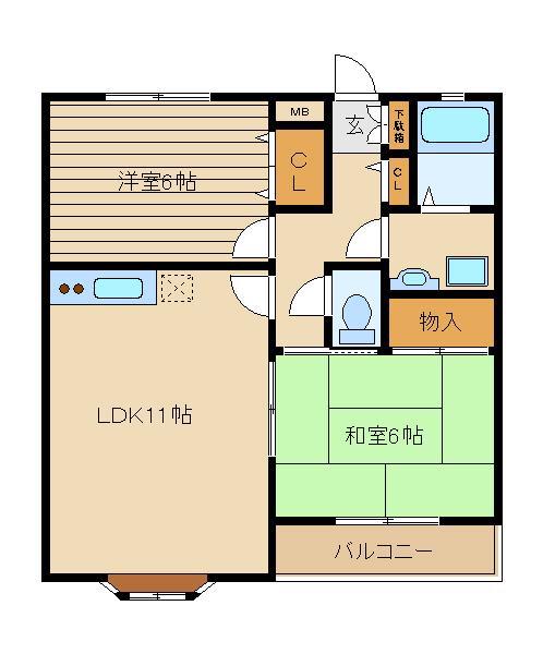 パインルートツー(2LDK/2階)の間取り写真